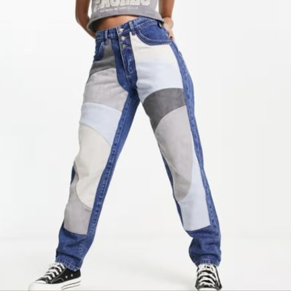 Jaded London Boyfriend Jeans In Suede Panel-Multi Size 24